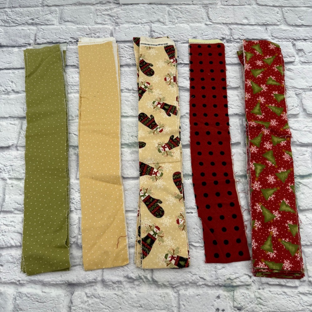 Warm Woolen Mittens Flannel Jelly Roll Strips 26pc Christmas Quilting Fabric